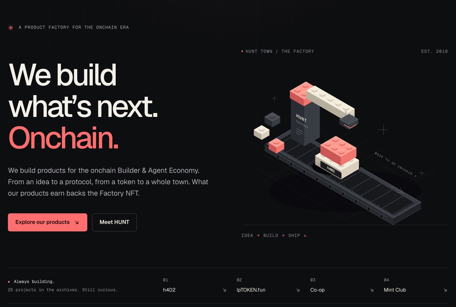 The hunt.town home page